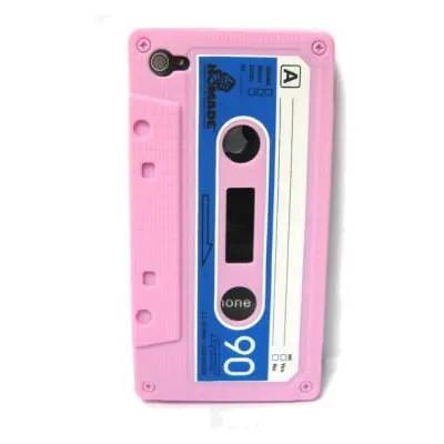 iPhone 4 / 4S Retro Cover. Silikone kassettebånd. Pink.