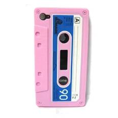 iPhone 4 / 4S Retro Cover. Silikone kassettebånd. Pink.
