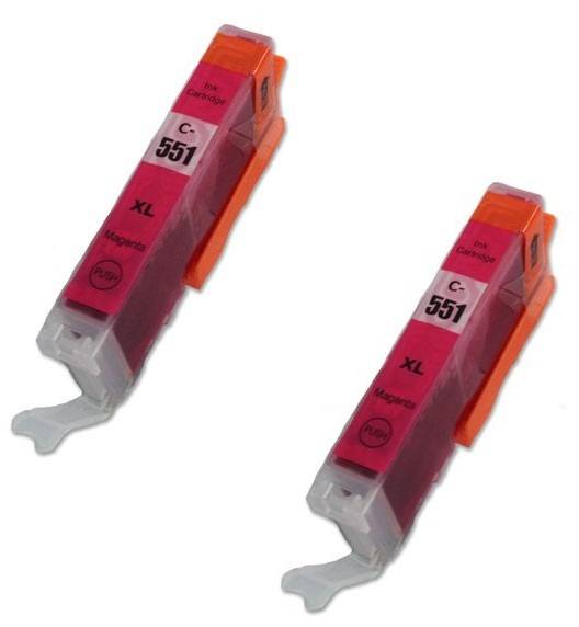 Canon Pixma CLI-551M XL Magenta 12 ml. 2-pack. Bulk. Kompatibel (ej Canon original) bläckpatron. Fri frakt.