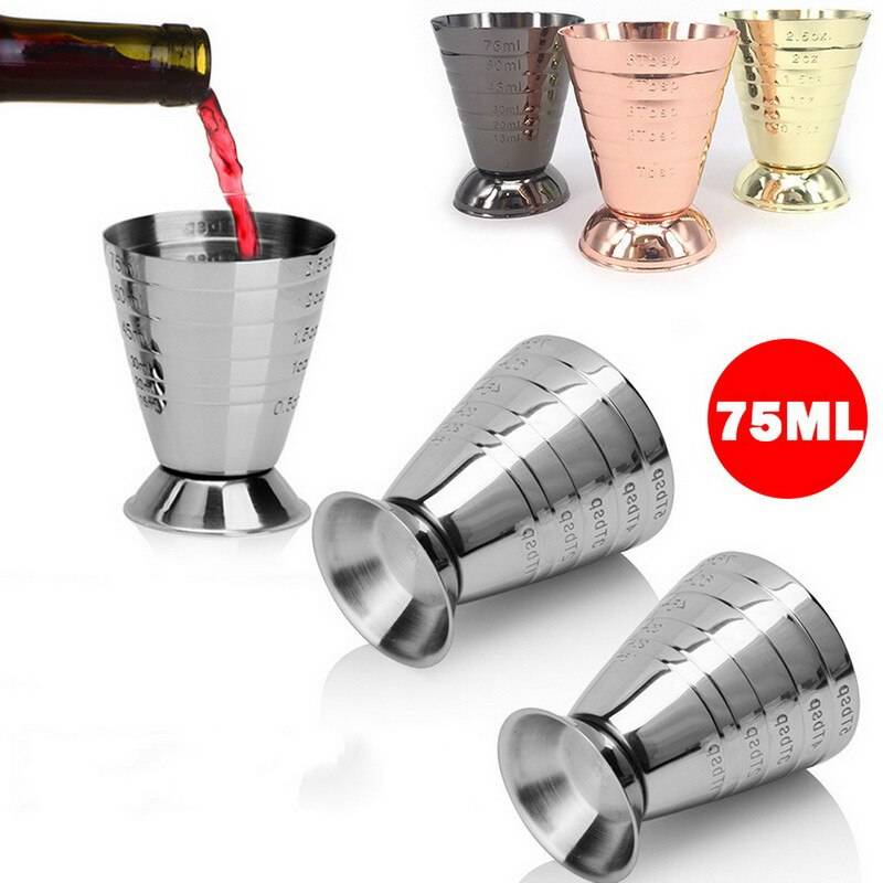 75ml mått shot ounce jigger bar cocktail drink mixer sprit mått kopp mojito mått kaffemugg rostfritt stål - Svart
