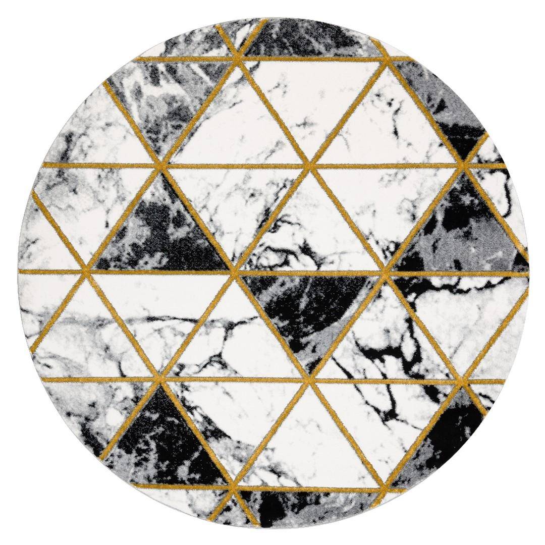 Rundt gulvtæppe 160 cm - Hakano Estema Marbletriangles, sort/hvid