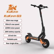 Kukirin G3 elektrisk scooter – 63 km rækkevidde, 50 km/t hastighed, 1200 W motor og foldbart design til bypendlere