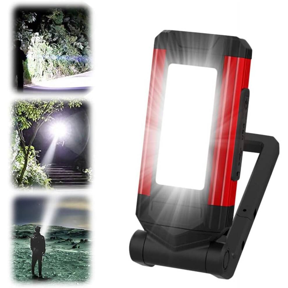 LINLIN USB genopladelig COB LED arbejdslampe med magnetisk base og krog, 360 justerbar, 5 lysstyrkeindstillinger til camping, garage, værksted,