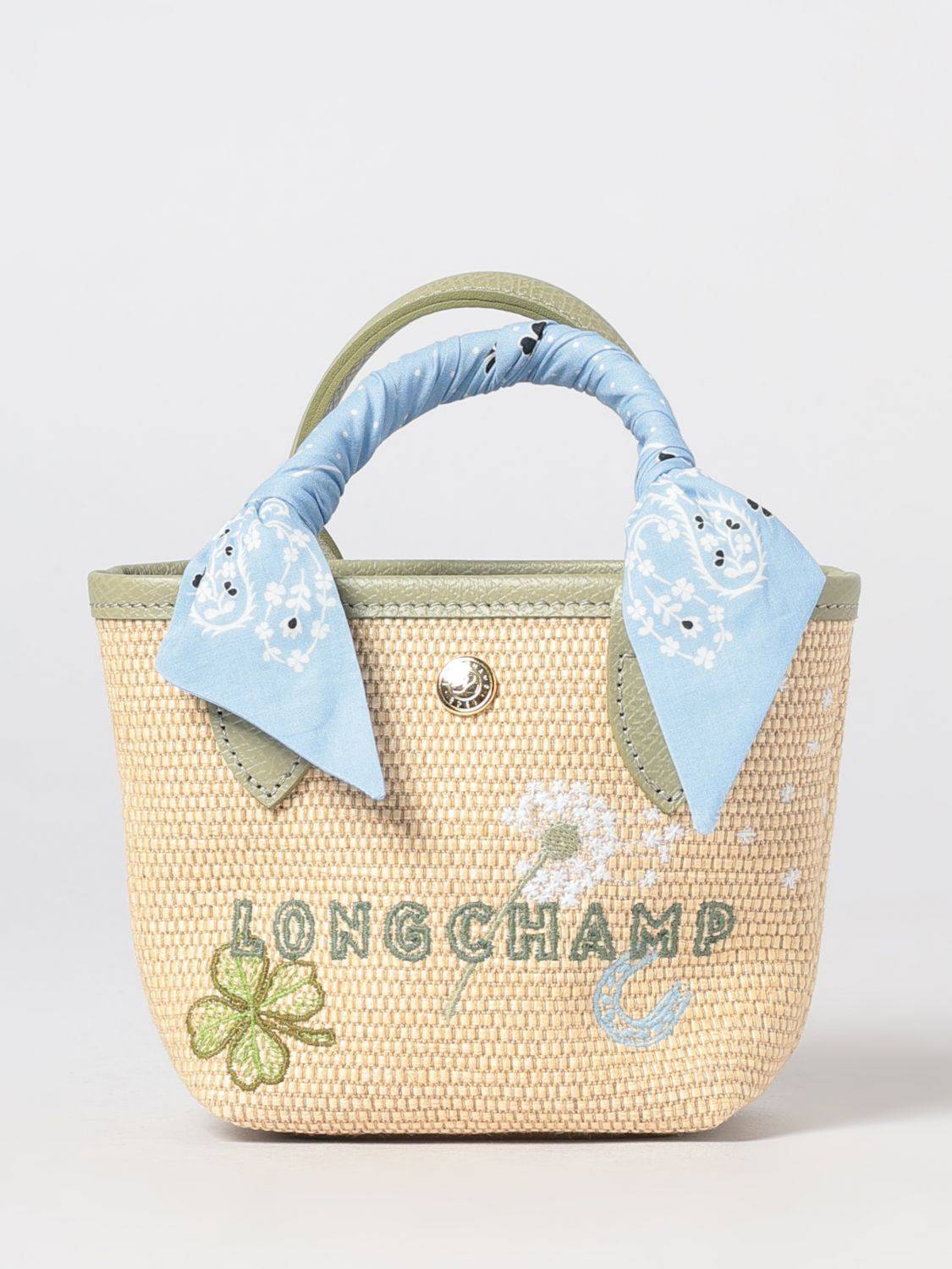 LONGCHAMP Le Pliage Collection Mini-Tragetasche von aus Bast mit Blumenstickerei - OS