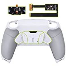 eXtremeRate Programmierbar RISE4 Remap Kit für ps5 Controller BDM-010/020,Remapper Board&Gummierter Griff Rückplate Gehäuse/Case&Rücktasten Back Paddles für ps5-Weiß Grau