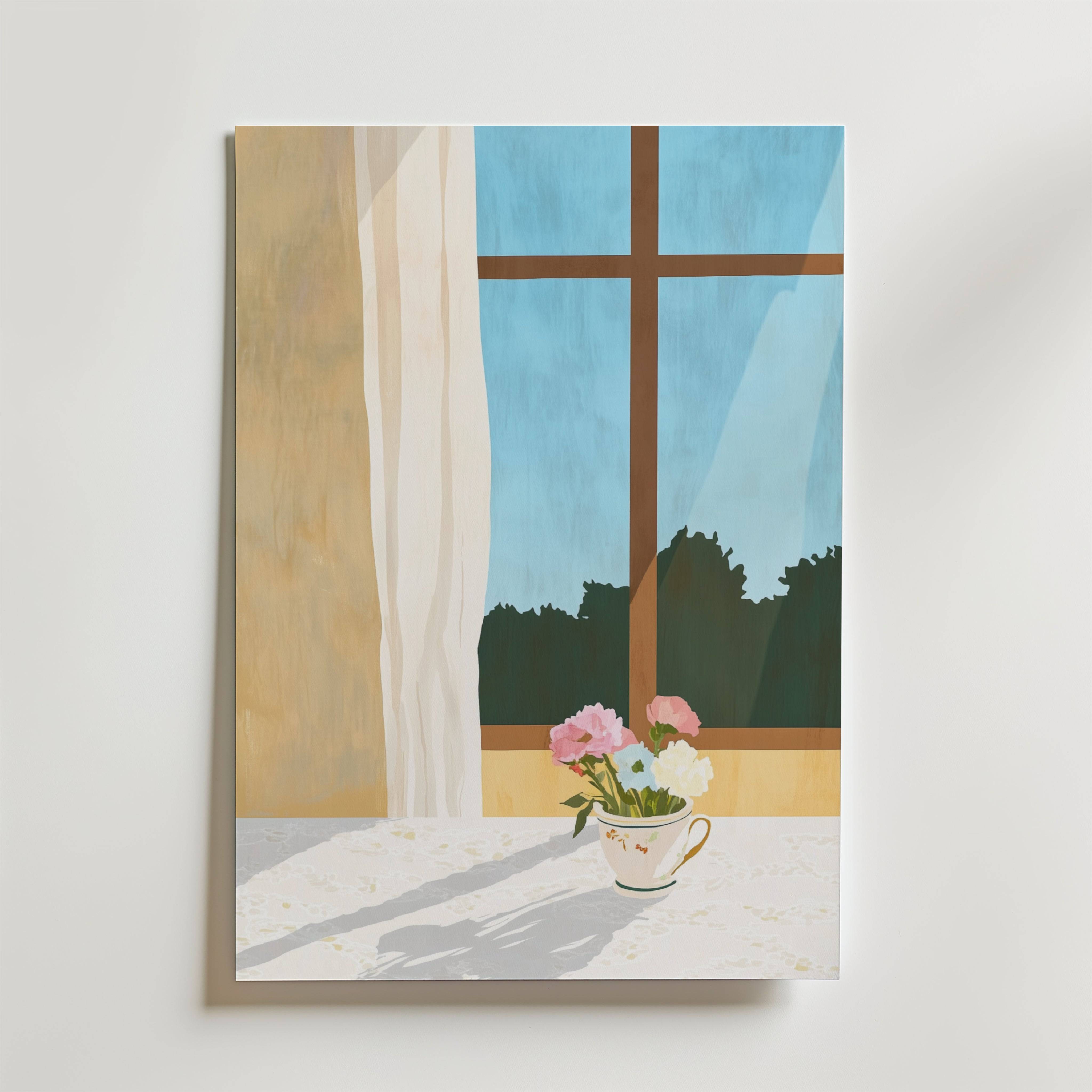 Window Cup Flower Poster - Fine Art Poster 100x140 cm