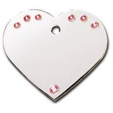 Pet Scribe Hundetegn. Hjerte. Chrome med sten STOR. 3,3 x 3,7 cm. Incl. Gravering.