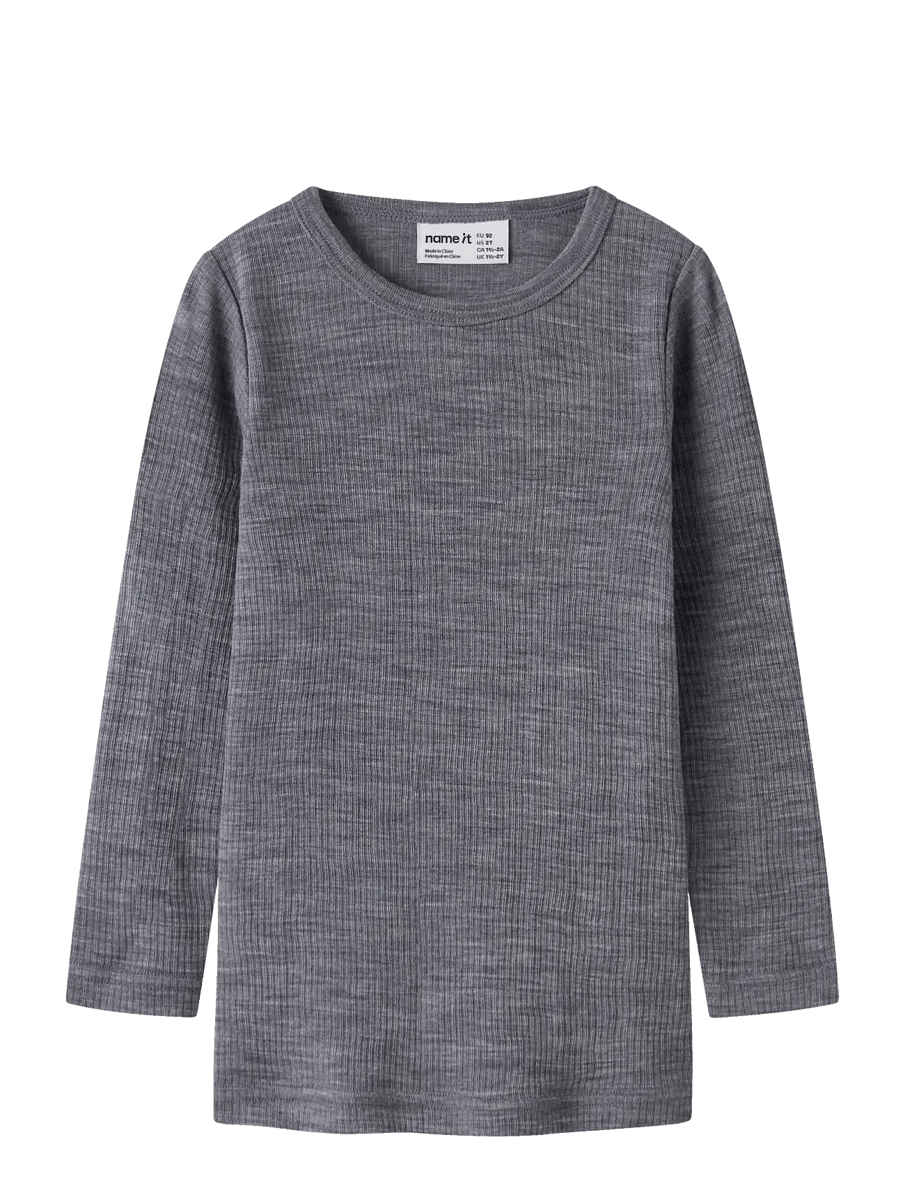 name it Nmnwax Wool Rib Ls Top Noos - Grey - 116