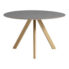 HAY - CPH20 2.0 Table Lacquered Oak Frame Ø120 X H74  Grey Linoleum Tabletop Lacquered Edge - Matbord - Ronan & Erwan Bouroullec - Grå - Trä