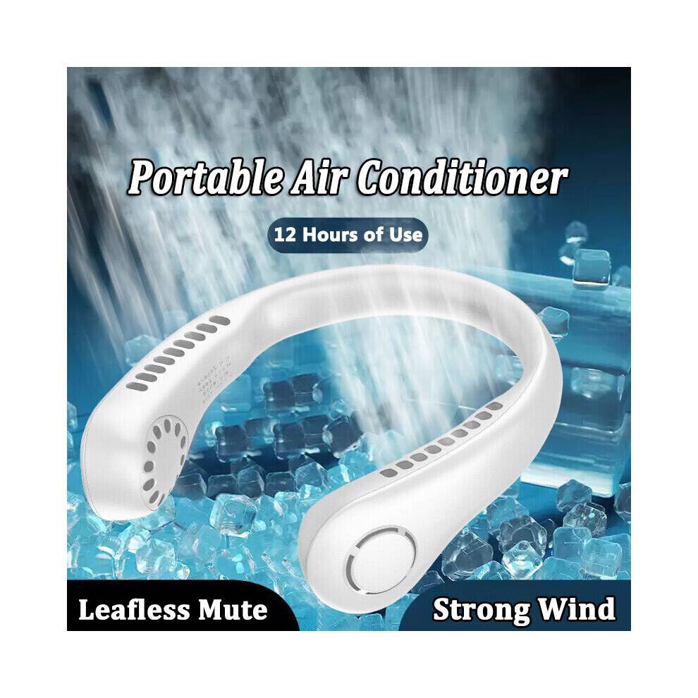 Halsventilator Bærbar Bladløs Hængende Hals Genopladelig Luftkøler 3 Hastigheder Mini Sommersportsventilatorer