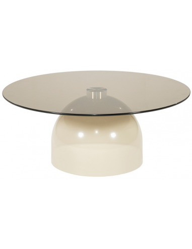 IRONA Rundt sofabord i jern og glas H33 x Ø80 cm - Beige/Røget