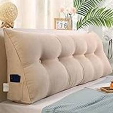 Triangular Headboard Pillow, Headboard Backrest Cushion, Detachable Large Cushion, Bed/Sofa Back Support Reading Pillow, Lumbar Cushion with Removable Cover,Beige,L200×W20×H50cm