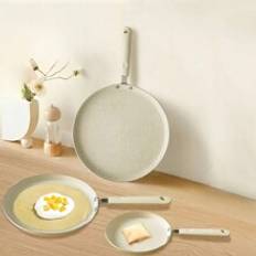 1 st gräddvit pannkakspanna i aluminium, lämplig för frukost, gas- och induktionshäll, omelett och crepemaskin - Beige (Multi-size)