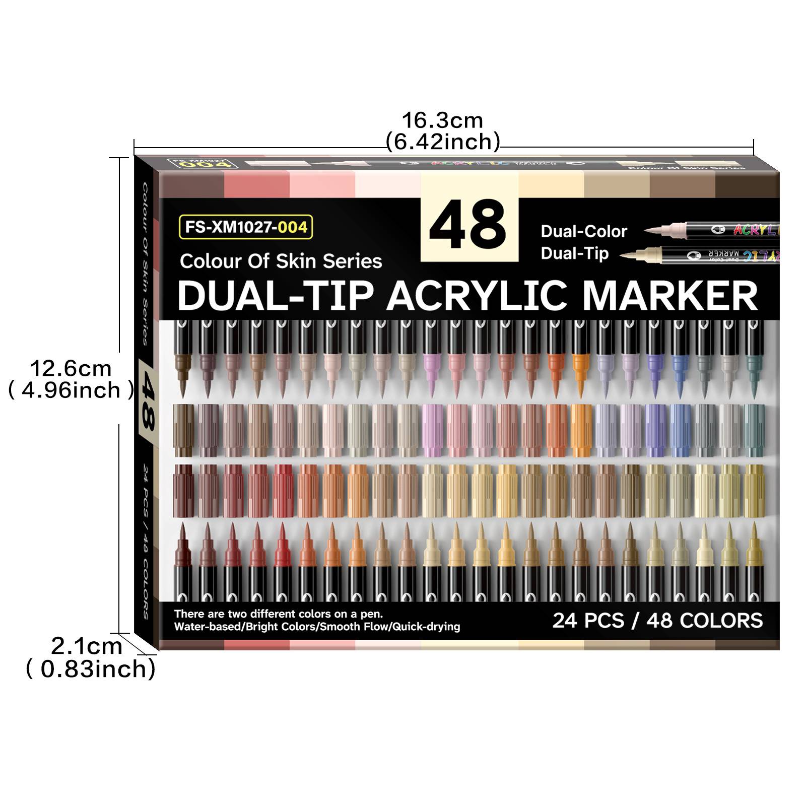 24pcs-48-color Dual-tip Water-based Acrylic Marker Set: Soft Brush Tip Markers For Rock Painting, Wood, Stone, Glass, Diy Crafts, And Art Supplies