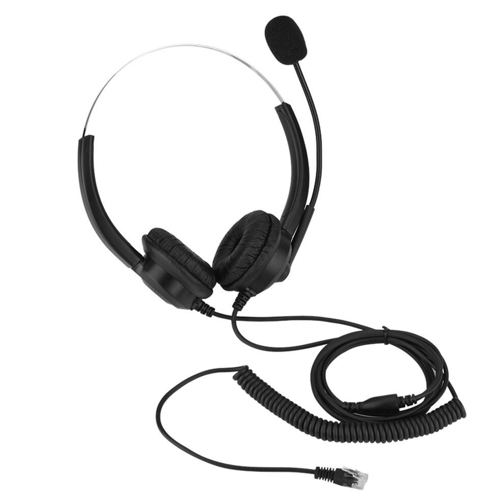 Universal kompatibilitet med kablet headset, 3,5 mm stik til bærbar computer og telefon, superlange hovedtelefoner med støjreduktion, hurtig
