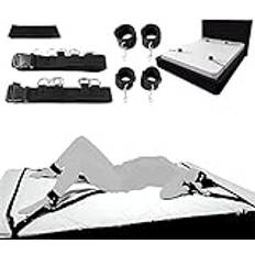 LAHTI Sex Bondage Restraint Set Bed Bondage Kit med handled Ankel handbojor och fasthållningsremmar Sexleksaker för vuxna