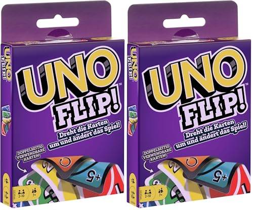 Mattel Games UNO - Karten-Spiels mit beidseitig bedruckten Karten, neuem Twist und spezieller FLIP-Karte, GDR44 (Packung mit 2)