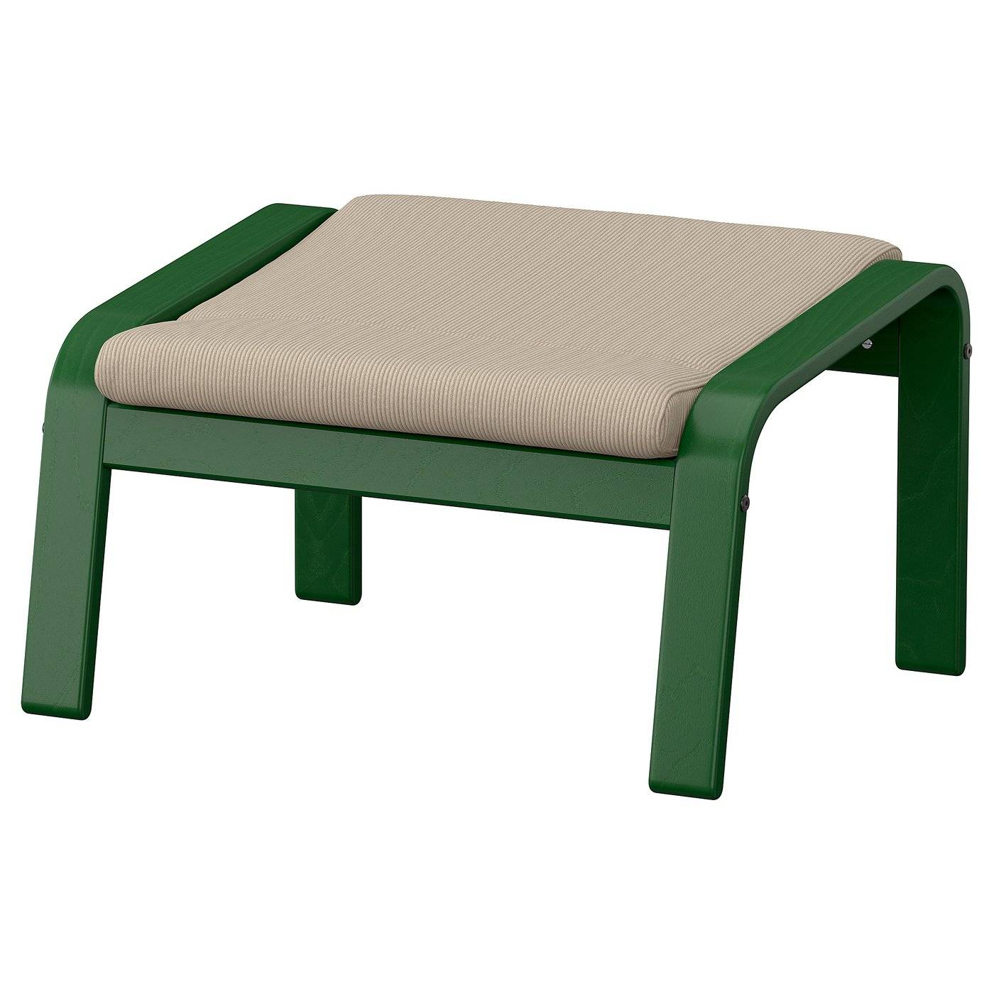 POÄNG fotpall, mörkgrön/Kelinge beige
