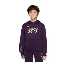 Kylian Mbappé Fleece Club JR huvtröja, GRAND PURPLE/PALE IVORY/METALLIC GO, Barn, XL