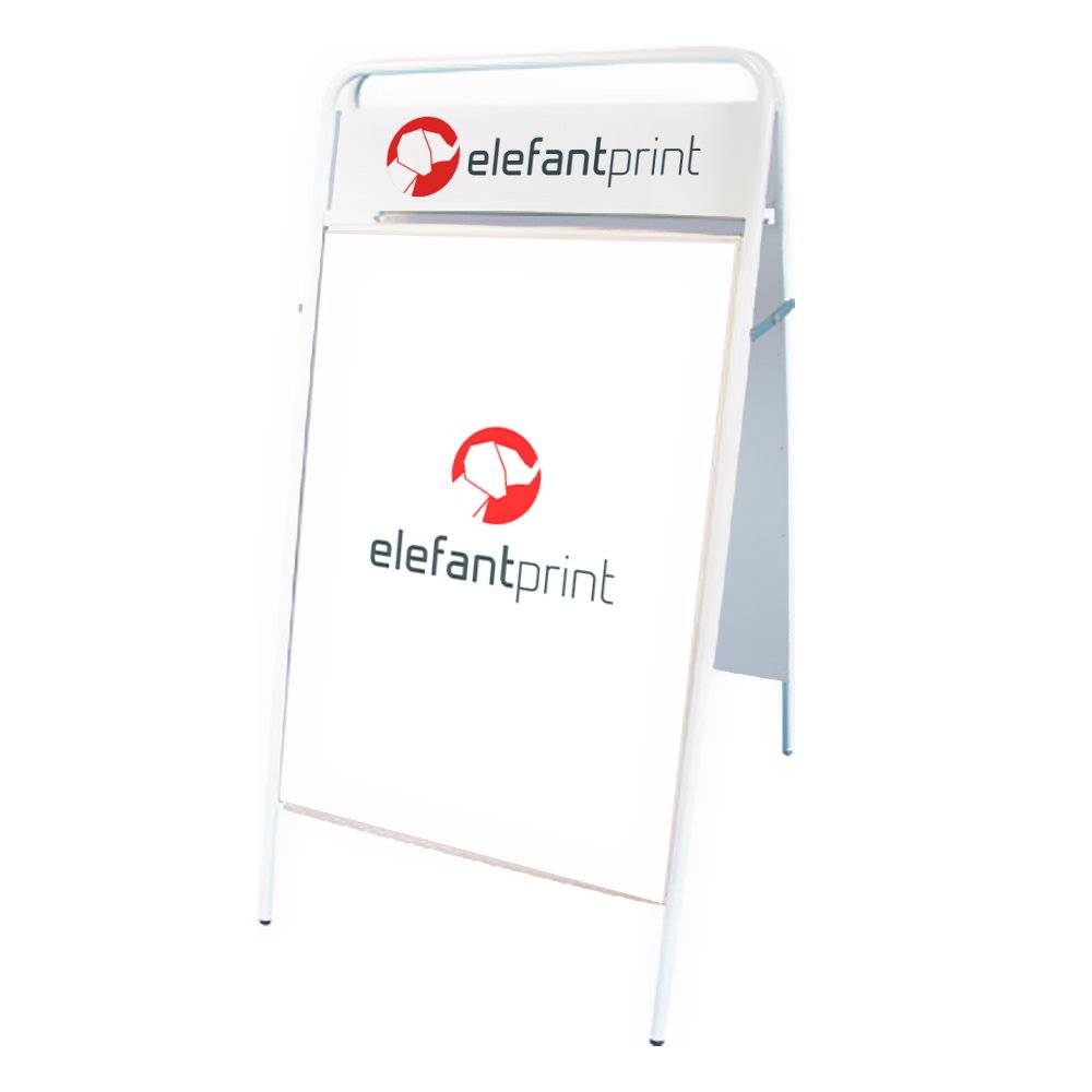 Expo Sign gatupratare med logoplatta - 50 x 70 cm - Vit