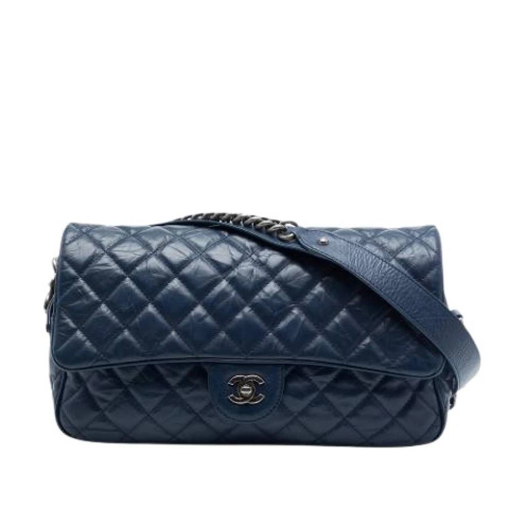 Chanel Vintage Pre-owned Quilted Flap Bag - Vintage - Dame - Blå - ONE SIZE - Uld