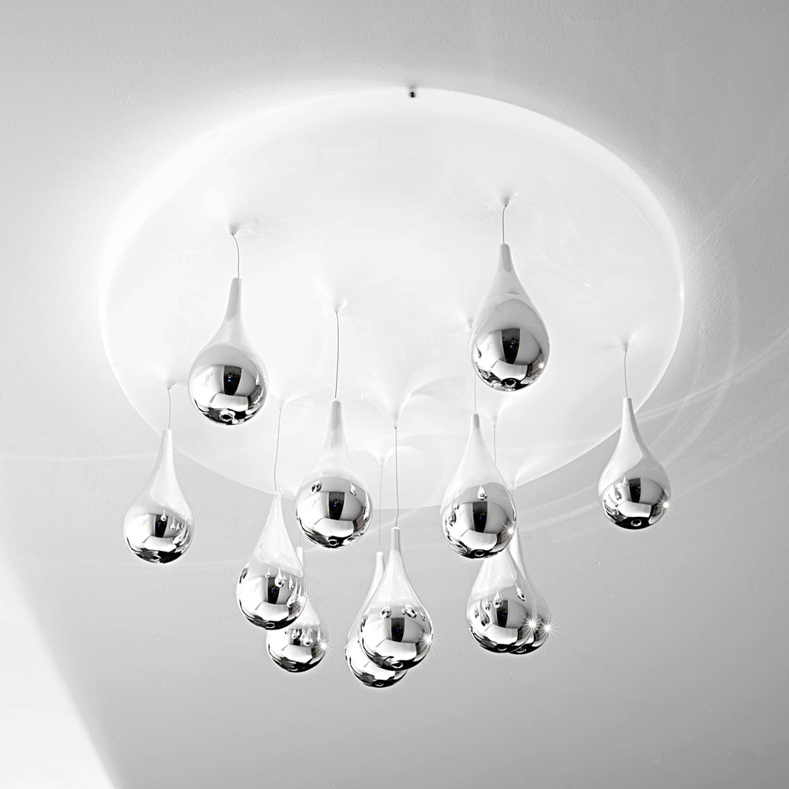 Sil-Lux Designer loftslampe Pioggia, Krom/sølv, Stue/spisestue, Glas, Design,