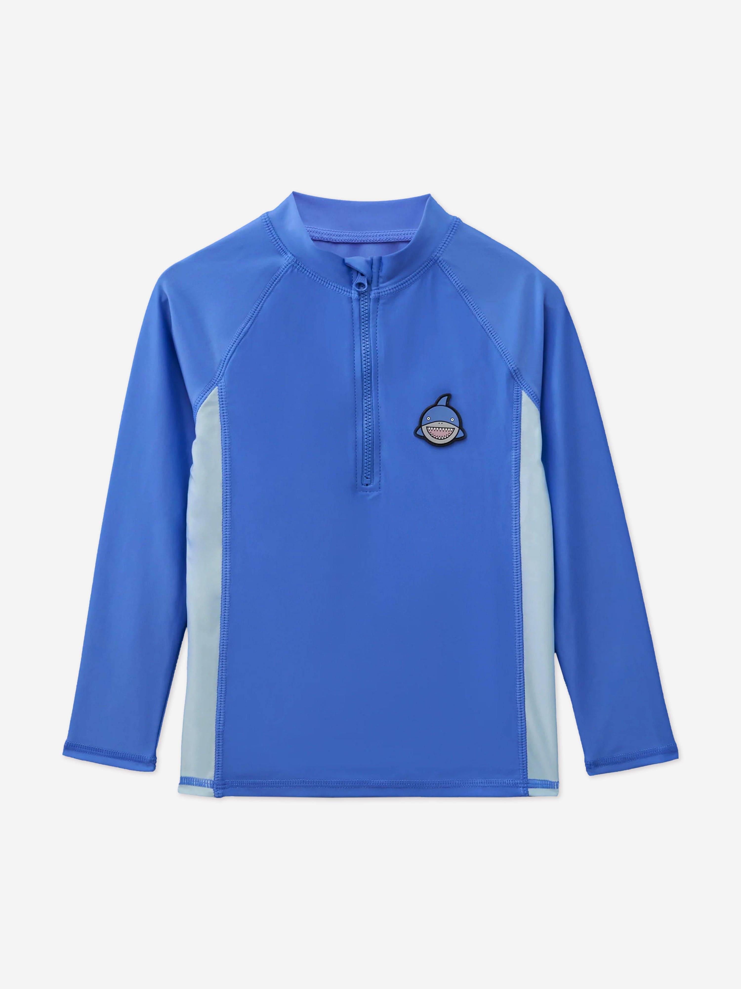 Roarsome Boys Reef The Shark Sun Protective Rash Vest in Blue (UPF50+) - Blue / 6 - 8 Yrs (6 - 8 Yrs)