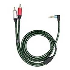 RIIEYOCA 90 graders högervinklad 3,5 mm till 2 RCA-kabel 3 FT, 2 RCA hane till 3,5 mm TRS male stereo Y-splitter adapter för smartphone, högtalare, MP3, surfplatta och mer (1 m)