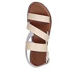 Dam Strappy Sandal damsandaler damer kil sandaler plattform dra på sommar öppen tå bekväma strand vardagsskor, V 093 Beige, 5 UK Wide