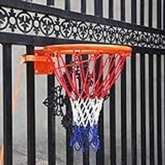 Pro basketmålset för staket/träd/stolpe, utomhus basketring med justerbar rem och nylonnät, väggmonterat fälgkit