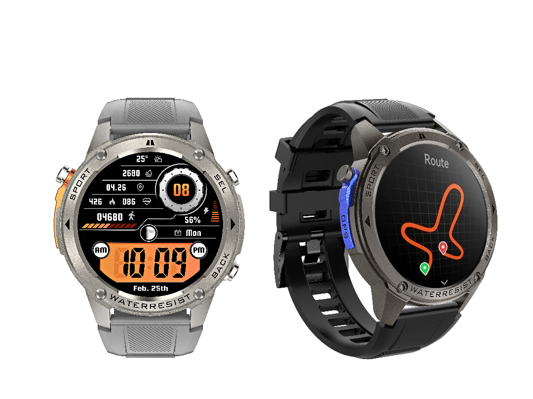 Smart Watch Sport inbyggd GPS, Vattentät för simning 5ATM, mätare för Puls, Syreupptagning m.m. BT Samtal, Meddelanden, Färg: Svart