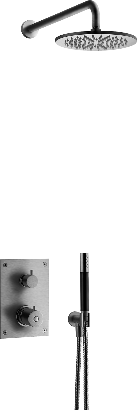 Tapwell Takduschset BOX7268 Edition 2 för inbyggnad (Brushed Black Chrome)