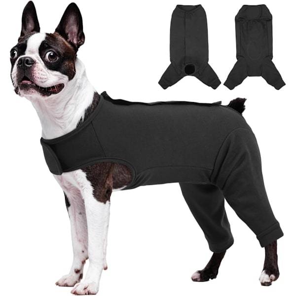 Hund återhämtningsdräkt efter operation - antiklikskydd byxor, andningsbar polyesteronesie, hudvänlig året-runt hemmaklädsel (S-XL) Black S