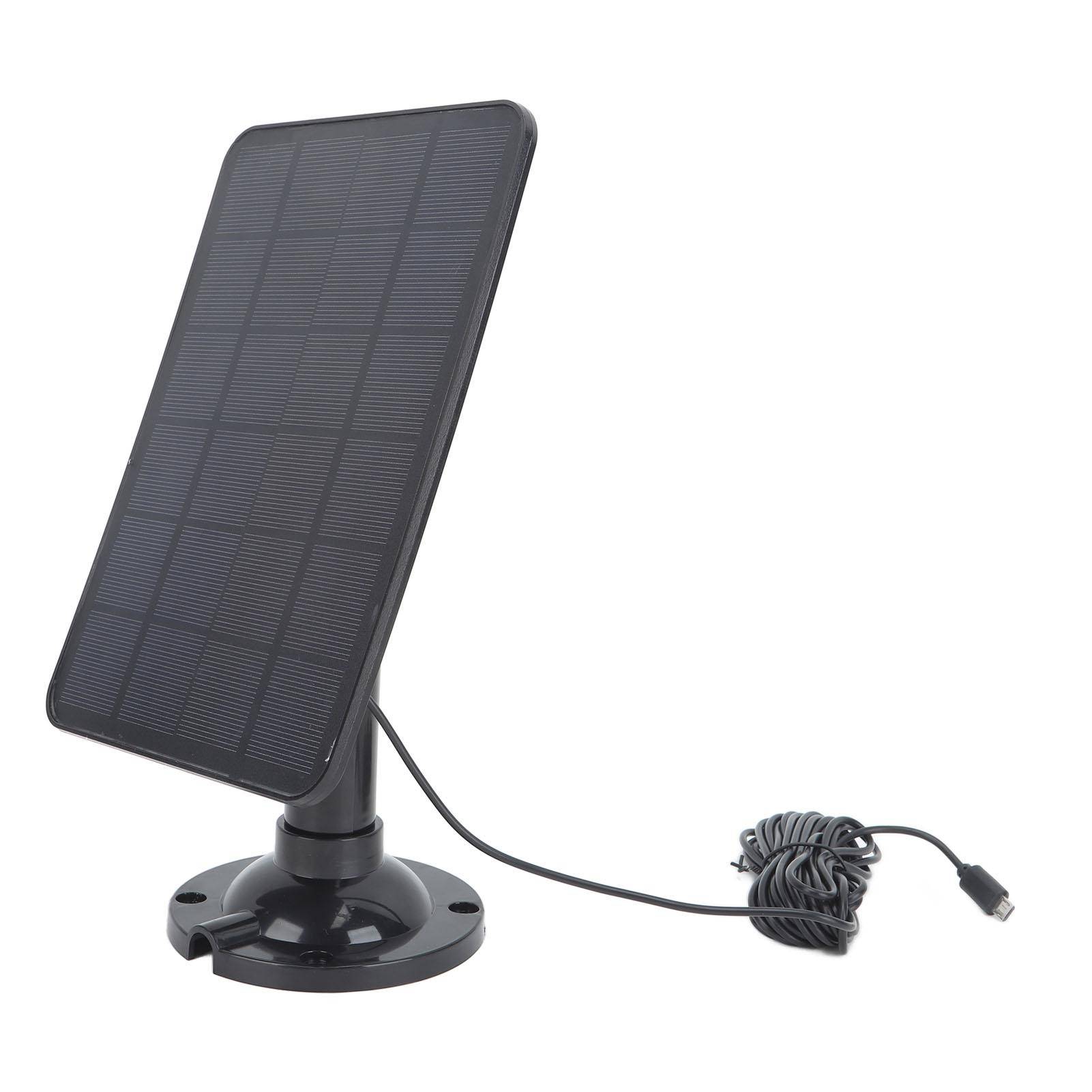 Kamera Solpanel Laddare 10W 5V Micro USB Svart Solcellsladdningspanel för Säkerhetskamera