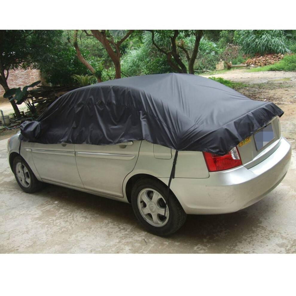 Topbathy Parasollskydd för bil, solskydd för utsidan av halva bilen, svart, 1-pack, 335 x 132 x 49 cm