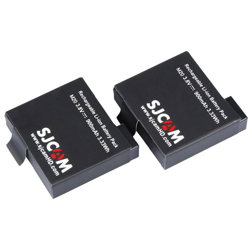 2 st original sjcam märke 3.8v 900 mah 3.33wh uppladdningsbart li-ion batteri svart för sjcam m20 sport dv kamera batterier