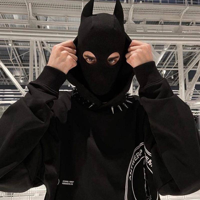 High Street Rolig Stil Personlighet Svart Tecknad Batman Mask För Halloween Cosplay Maskerad Hatt cm