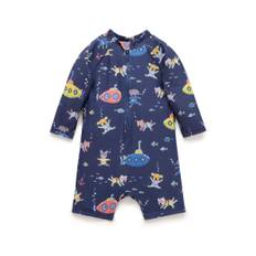Purebaby Purebaby Blue Submarine Long Sleeve Swim Sunsuit