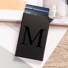 TEMU Sleek Black Aluminum Wallet With Pop-up Card Holder - Rfid Blocking, Slim For