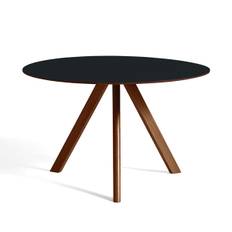 HAY CPH20 Round Table - Ø120cm - Valnød - Mørk Grå Linolium Top