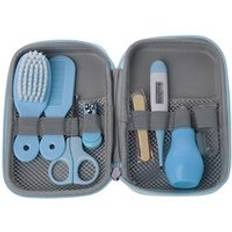 8 st / set nyfödda barn barn spik hår hårvård termometer grooming borst kit nagelsax - blå