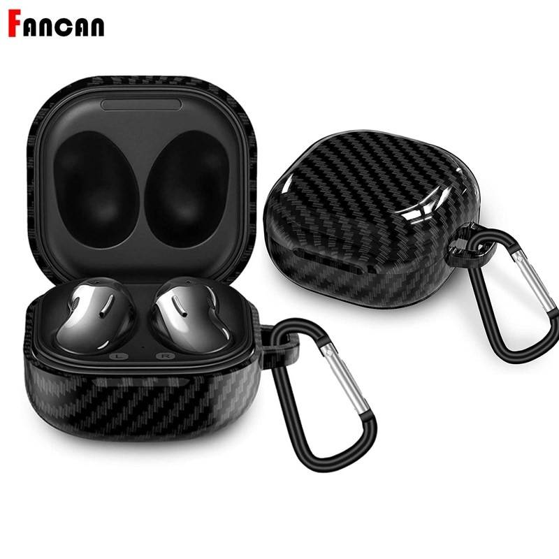 För samsung galaxy buds live fodral kolfiber med nyckelring pc hårt stötskydd lyx för galaxy buds 2 fodral /pro fodral - För knoppar lever