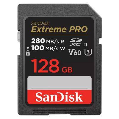 SanDisk SDXC Extreme Pro R 280MB/s V60 UHS-II, Class 10 memory card  128 GB