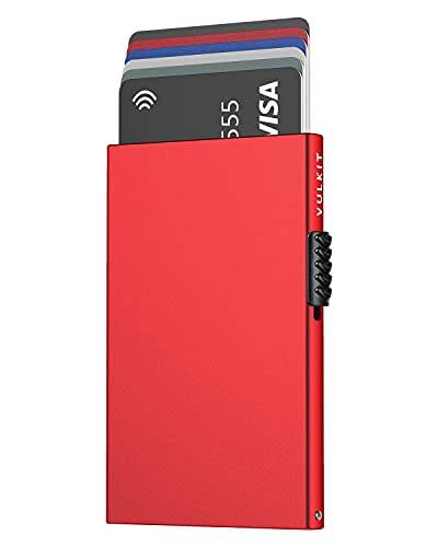 VULKIT Kortplånbok för Män Kreditkortshållare RFID -blockering Pop -up Korthållare Kvinnor Minimalistisk Plånbok Slim Rfid -plånbok