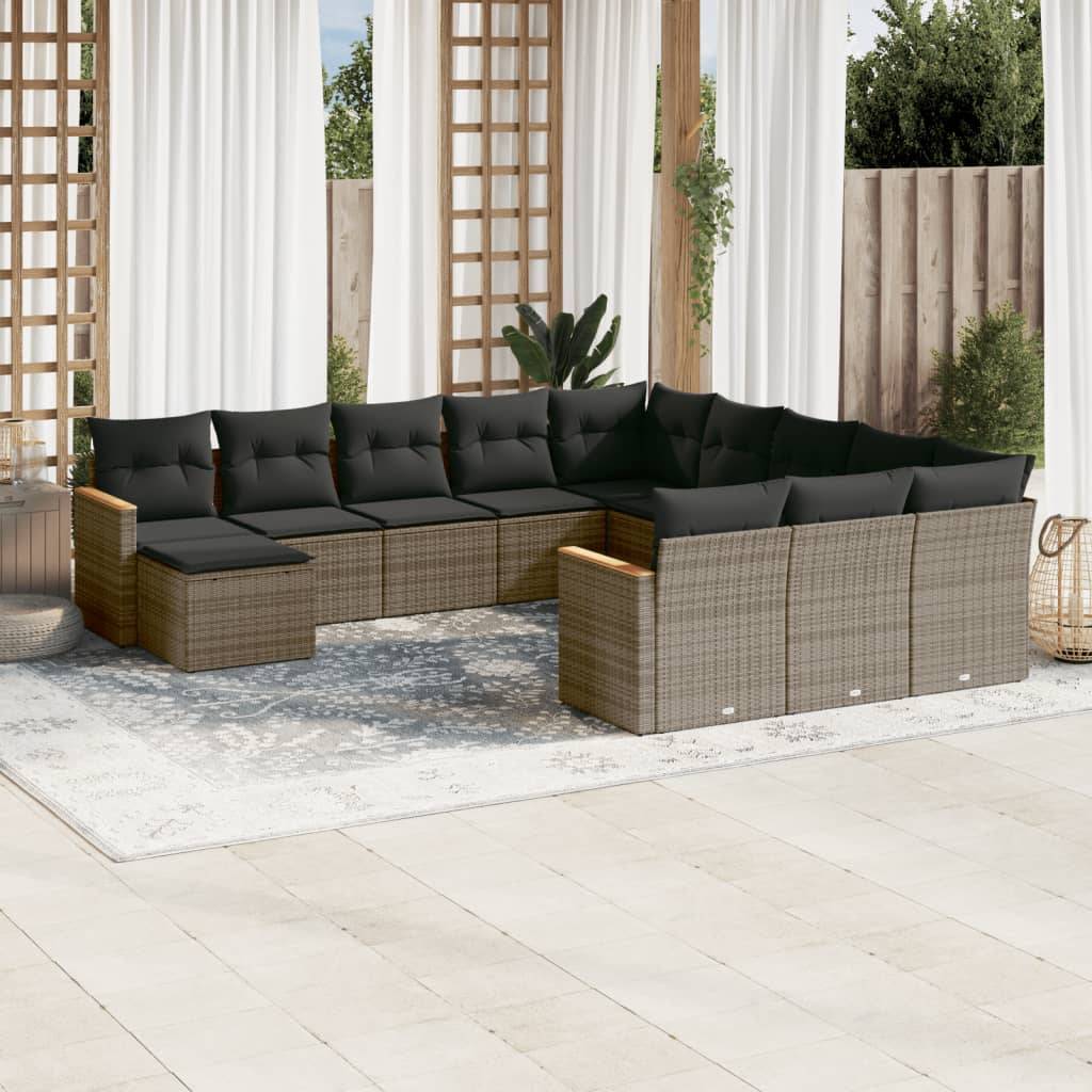 Sofasæt Til Haven 13 Dele Med Hynder Polyrattan - Grå / Uden bord