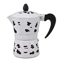 Klassisk espresso och kaffebryggare, mjölk kofärg aluminium kaffekanna kaffebryggare för hem kafé utomhusaktiviteter camping resor (3 koppar 150 ml)
