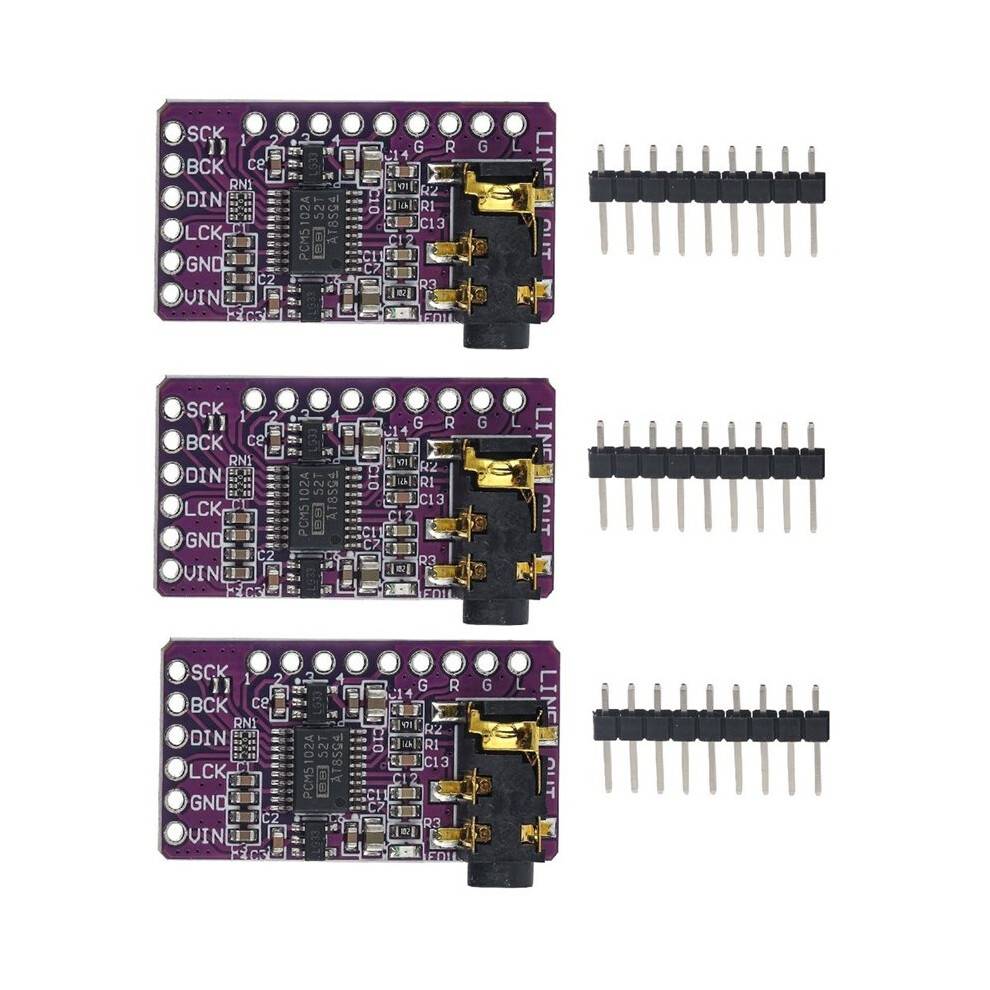 3Pcs PCM5102 I2S IIS Lossless Digital Audio DAC Decoder Module Stereo DAC Digital-to-Analog Converter Voice Module