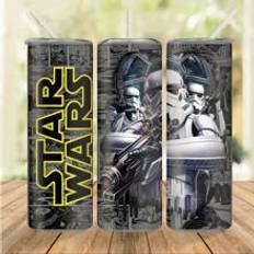 [Authorized License] Disney Star Wars Pattern Stainless Steel Insulated Tumbler, 20oz Cylinder Insulated Water Bottle, Ideal Gift For Kids (With Straw) | 1pc