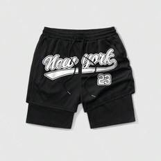 Moderiktiga Casual Bekväma Sportiga Grafiskt Tryckta 2-i-1 Svarta Shorts För Herr - Svart - L,M,S,XL,XXL