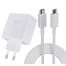 45W USB C-laddare Snabbladdare kompatibel med Samsung Galaxy S23+, S23 Ultra, S22+, S22 Ultra, S21 Ultra 5G, Note10+, Galaxy Tab S8, S8+, S8 Ultra, Tab S7, S7+, S7 FE, med 5A Typ-C laddningskabel 2M